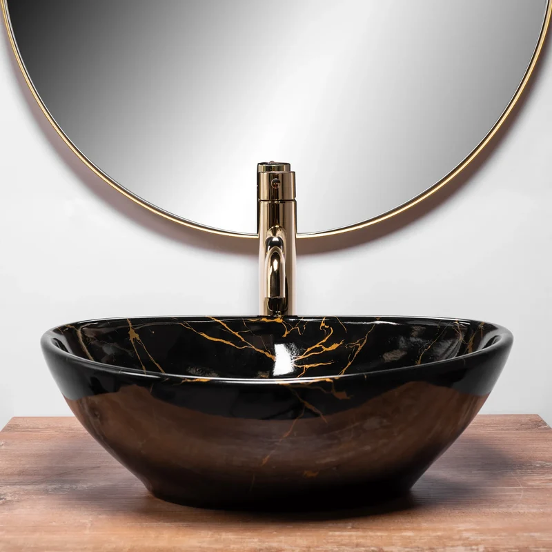 Aufsatzwaschbecken Sofia Black Marble 41x34,5cm