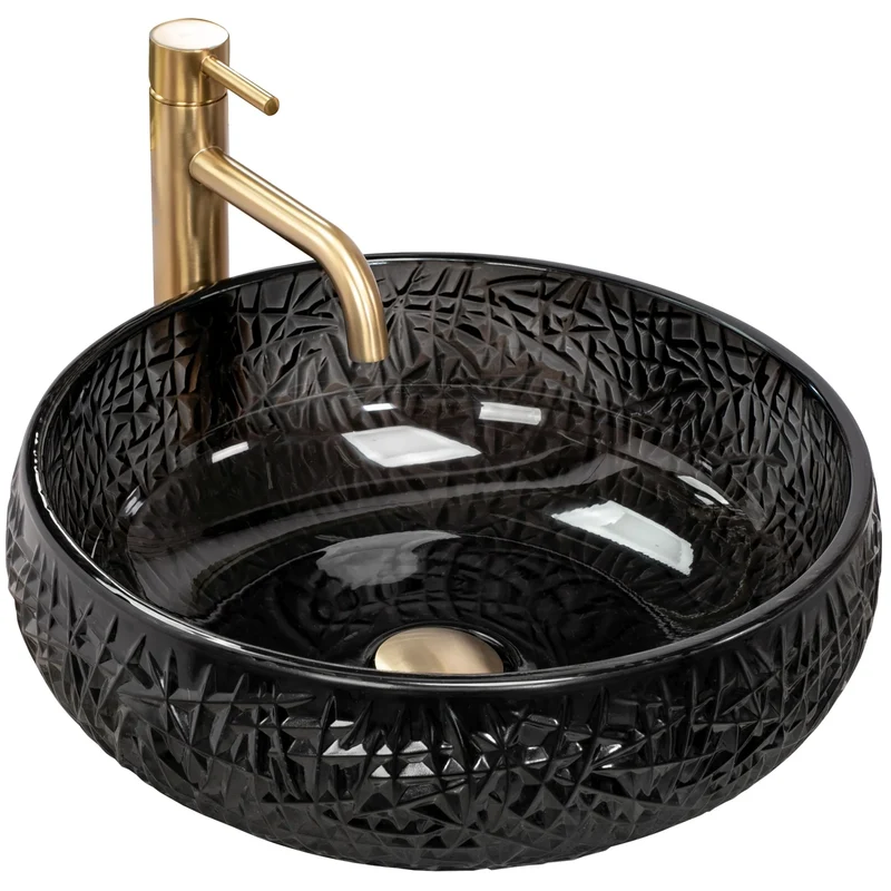 Aufsatzwaschbecken Ice Black ∅ 55cm