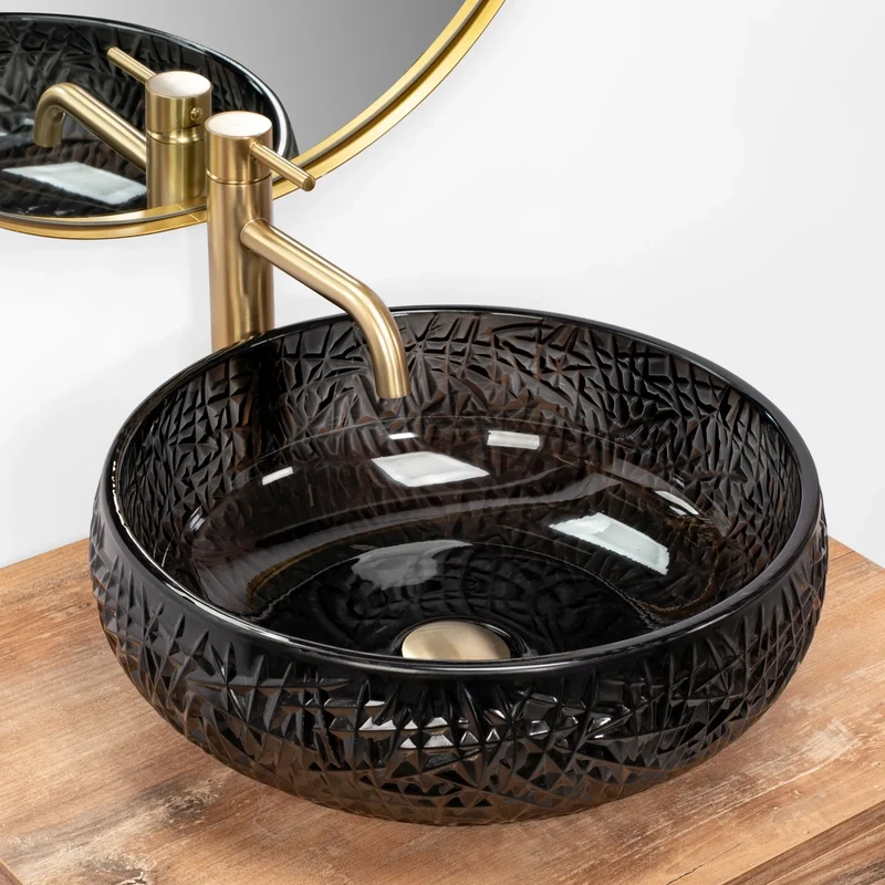 Aufsatzwaschbecken Ice Black ∅ 55cm