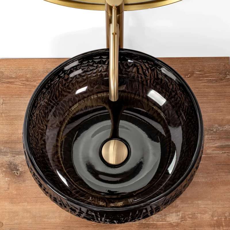 Aufsatzwaschbecken Ice Black ∅ 55cm