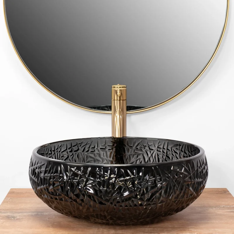 Aufsatzwaschbecken Ice Black ∅ 55cm