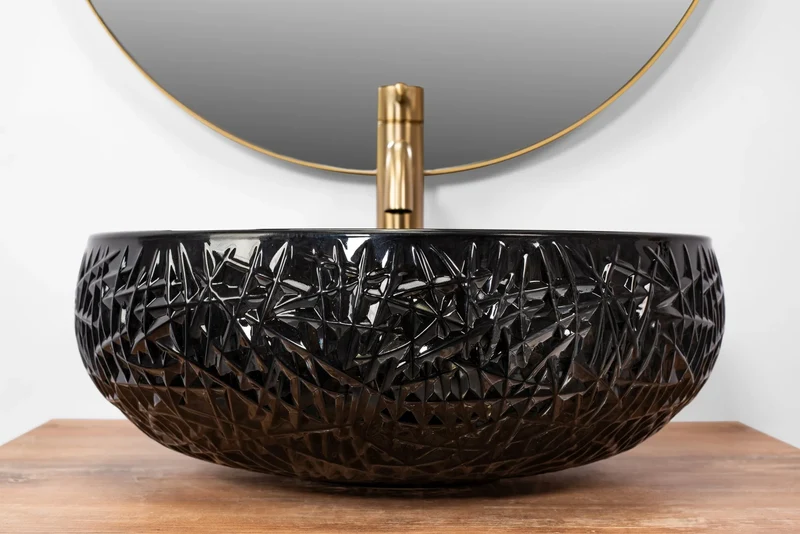 Aufsatzwaschbecken Ice Black ∅ 55cm