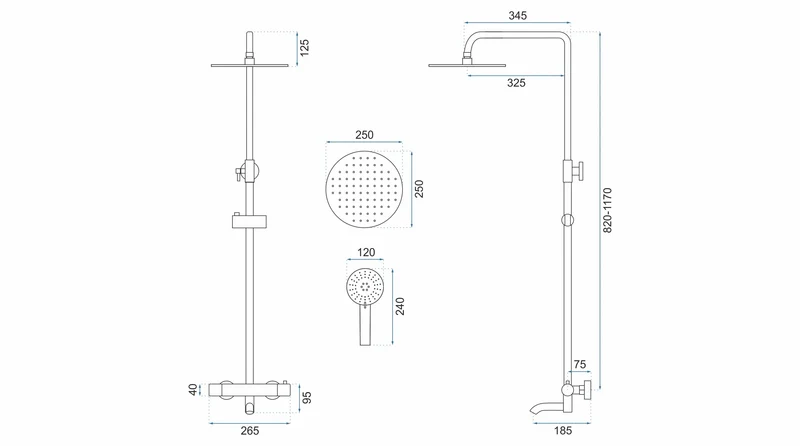 Dusche mit Wannenauslauf Lungo Chrom (mit Thermostat)