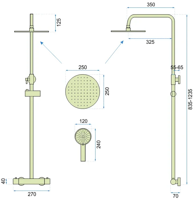 Dusche Vincent Gold (mit Thermostat)