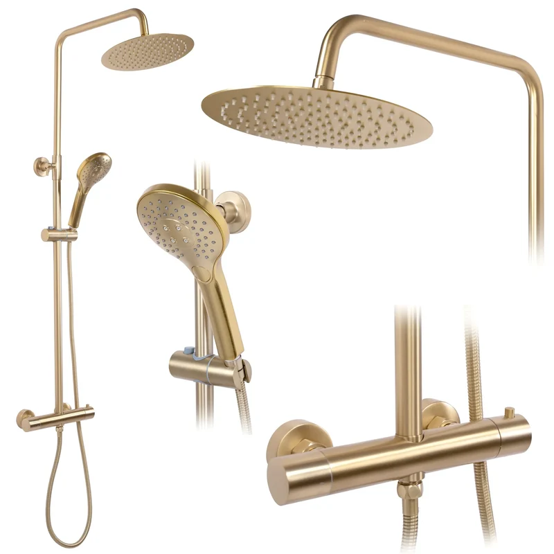 Dusche Vincent Gold Matt (Duscharmatur mit Thermostat)