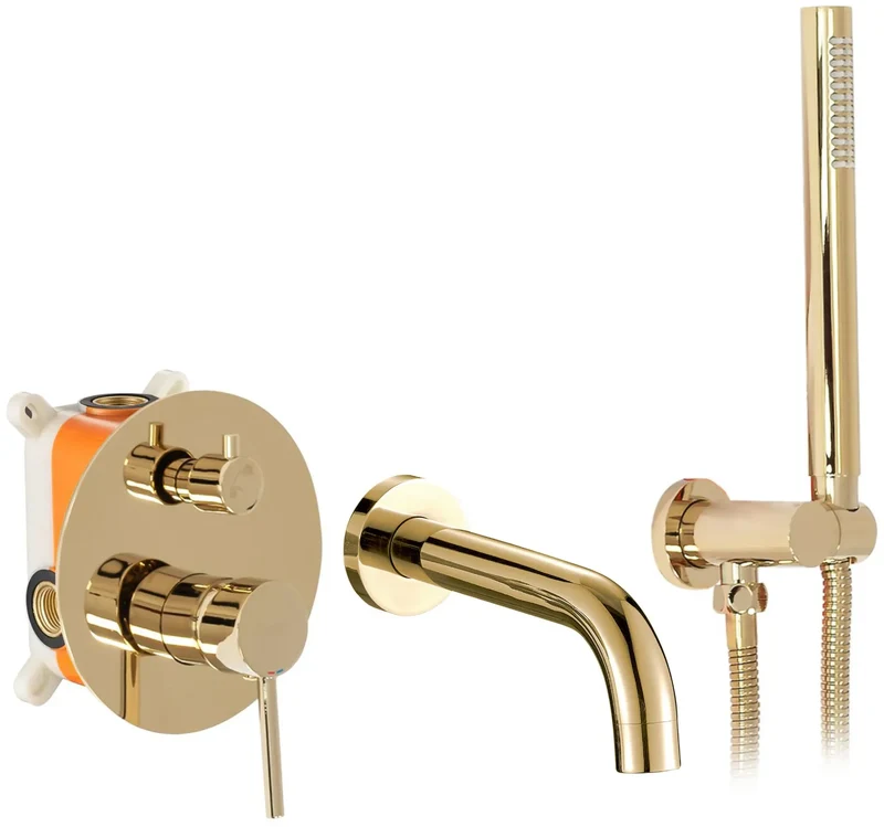Badewannenarmatur Unterputz Lungo Gold