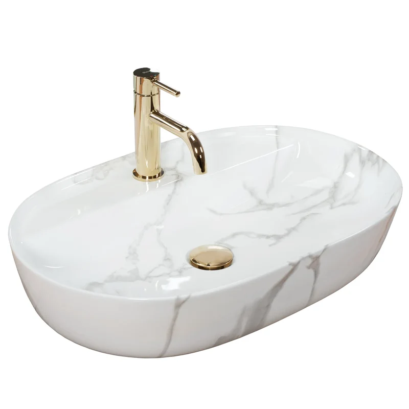 Aufsatzwaschbecken Aura Shiny Marmor 61x41cm