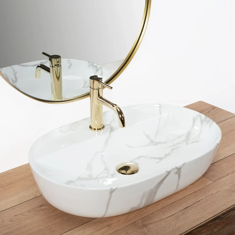 Aufsatzwaschbecken Aura Shiny Marmor 61x41cm