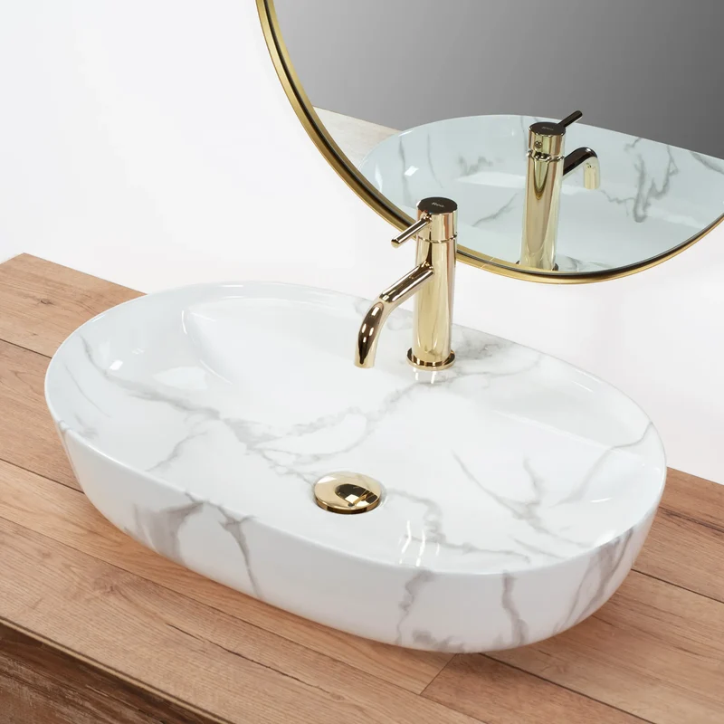 Aufsatzwaschbecken Aura Shiny Marmor 61x41cm