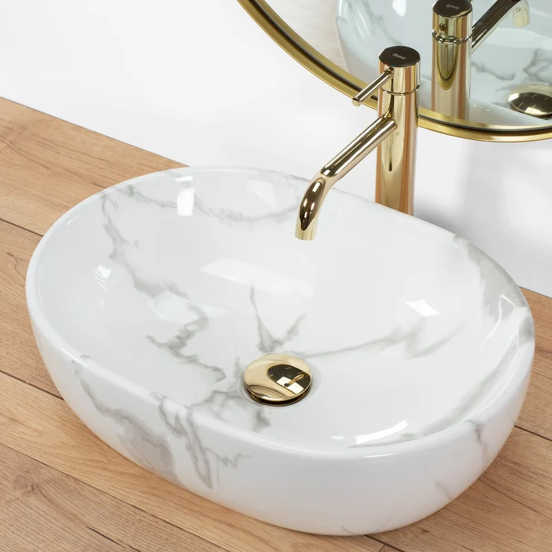 Aufsatzwaschbecken Amelia Shiny Marmor 48x34,5cm