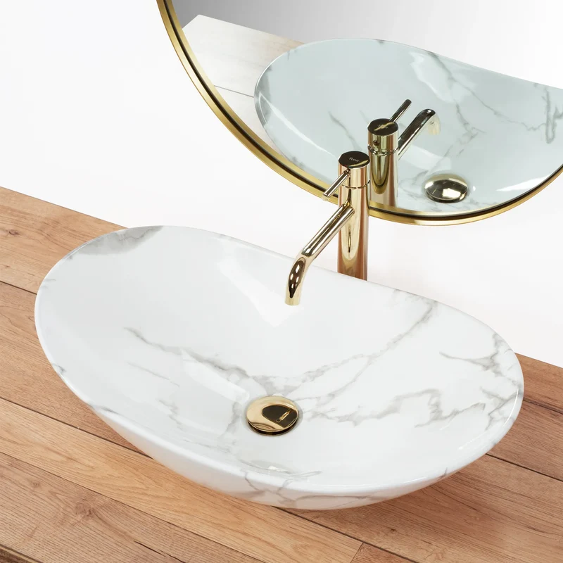 Aufsatzwaschbecken Royal Marmor Grau Poliert 60,5x36cm