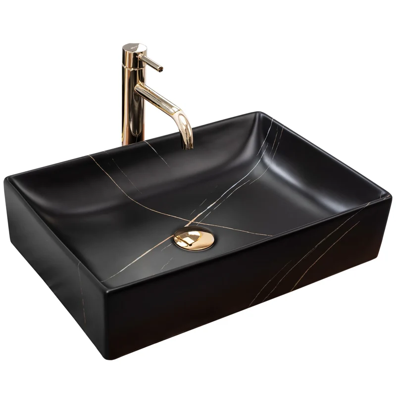 Aufsatzwaschbecken Ingla Black Marble Matt 51x34,5cm