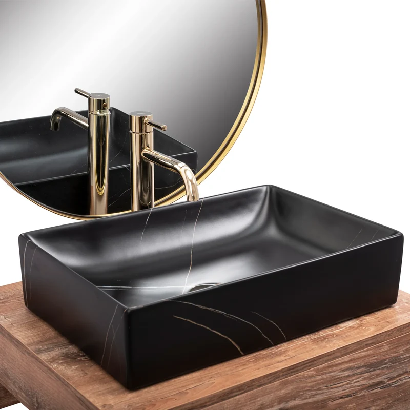 Aufsatzwaschbecken Ingla Black Marble Matt 51x34,5cm