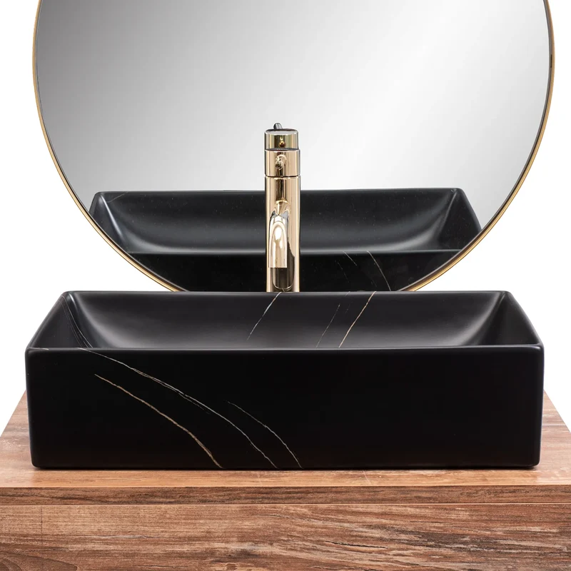 Aufsatzwaschbecken Ingla Black Marble Matt 51x34,5cm