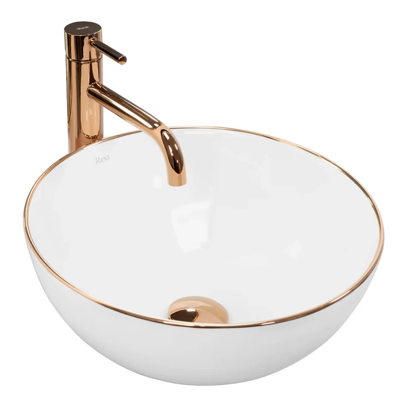 Aufsatzwaschbecken Stella Rosé Gold Edge Ø36cm