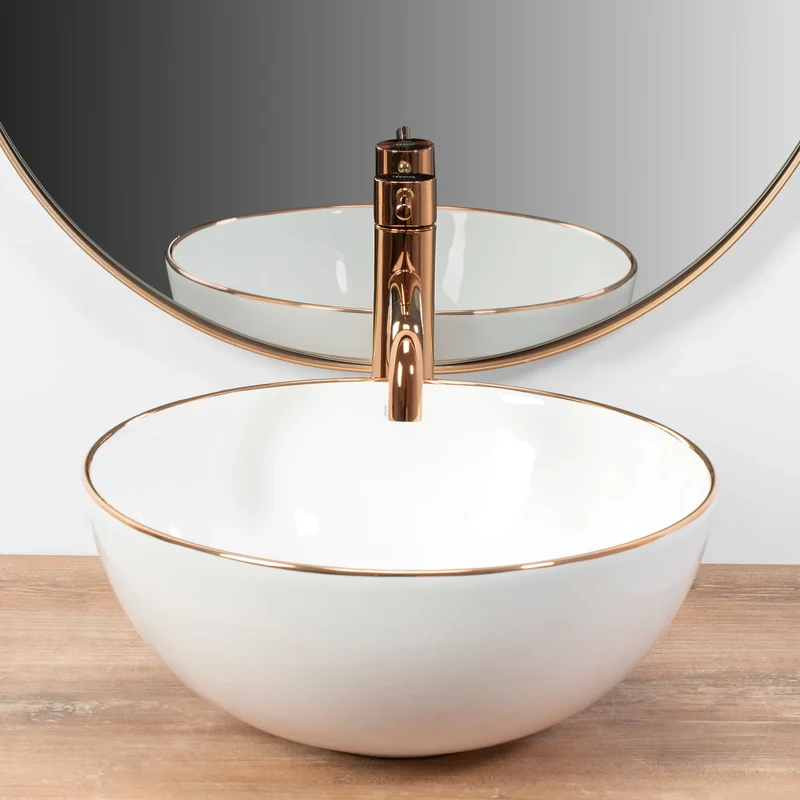 Aufsatzwaschbecken Stella Rosé Gold Edge Ø36cm