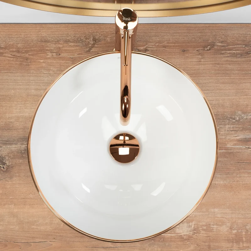 Aufsatzwaschbecken Stella Rosé Gold Edge Ø36cm