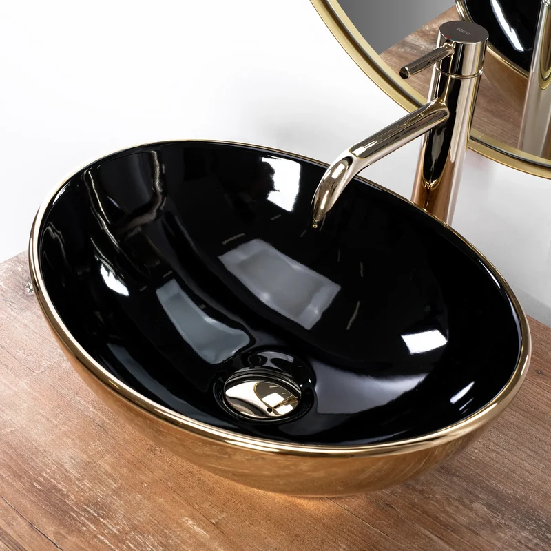 Aufsatzwaschbecken Sofia Gold Black 41x34,5cm