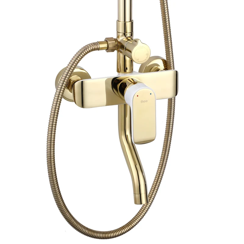 Dusche mit Wannenauslauf Bloom Gold Weiß