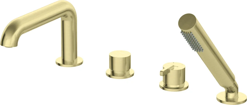 DEANTE Silia 4-Loch-Wannenarmatur mit Brausegarnitur // gebürstetes Gold // BQS-R14M