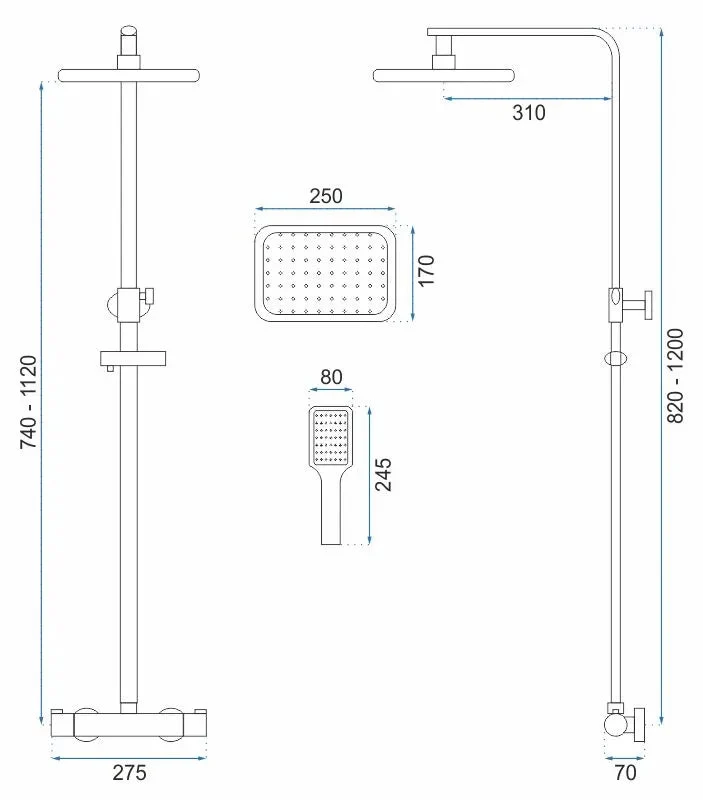 Dusche Tom Chrom (mit Thermostat)