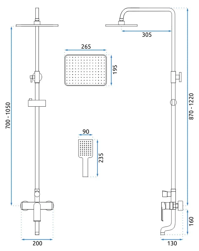 Dusche Hasse Black (mit Thermostat)