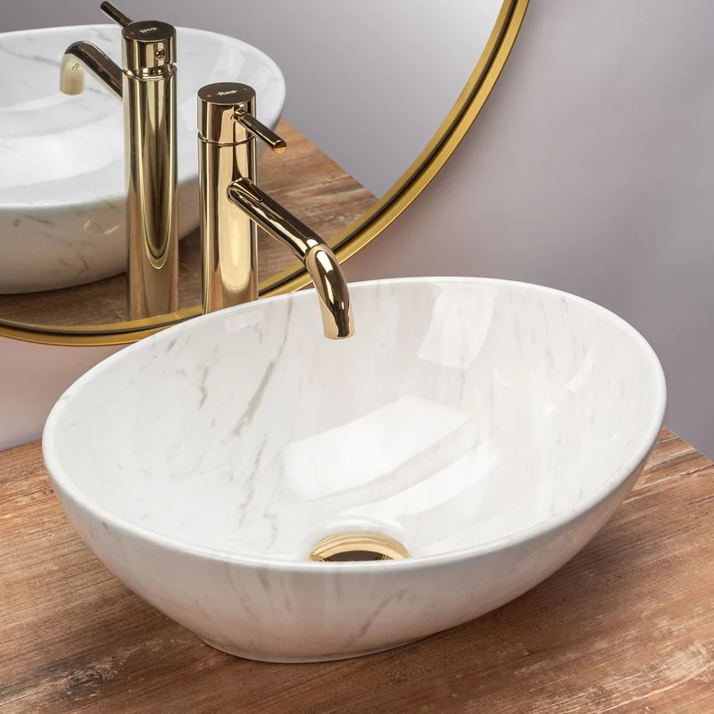 Aufsatzwaschbecken Sofia Marmor Grau 41x34,5cm
