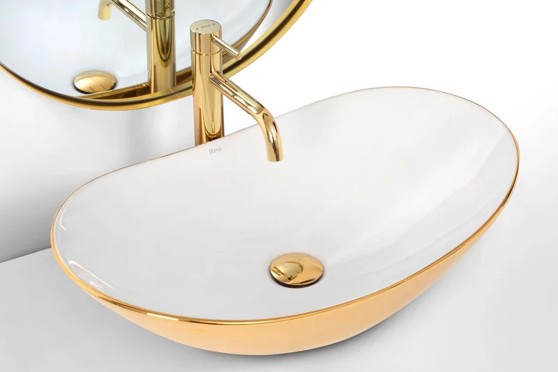 Aufsatzwaschbecken Royal Gold Weiß 62,5x36cm