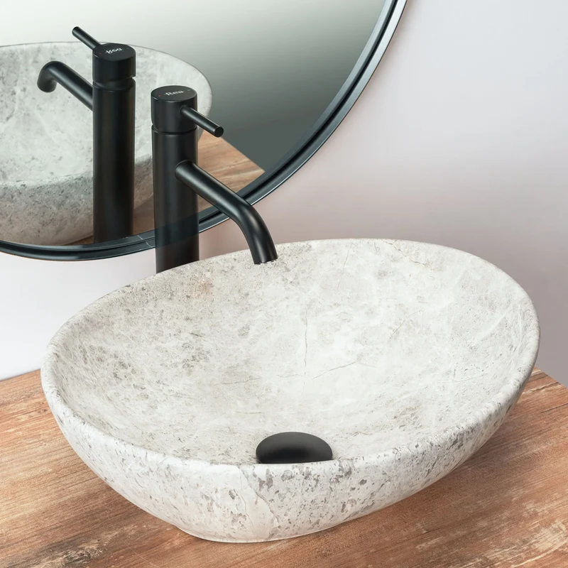 Aufsatzwaschbecken Sofia Naturstein Grau 41x34,5cm